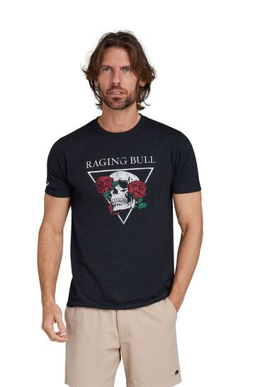 Raging Bull Rose Skull Black T-Shirt