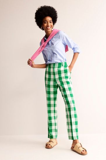 Boden Green Crinkle Tapered Trousers