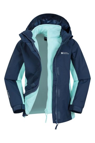Mountain Warehouse Blue Chrome Lightning 3 in 1 Kids Waterproof Jacket