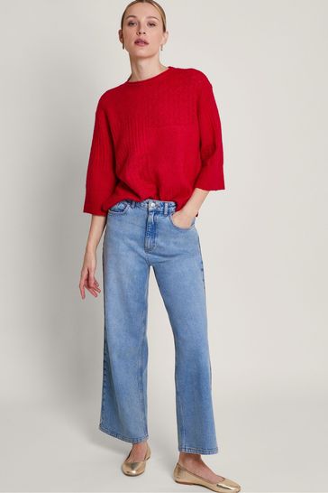 Monsoon Red San Mixed Knit Jumper