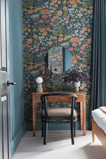 Graham & Brown Blue Wallflower Wallpaper