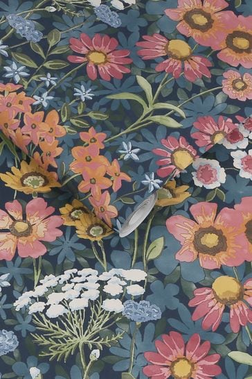 Graham & Brown Blue Wallflower Wallpaper