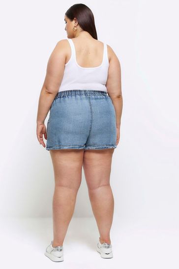 Buy River Island Blue Curve Denim Casual Relaxed Shorts from Next Denmark
