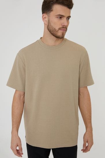 Threadbare Brown Textured Short Sleeve T-Shirt