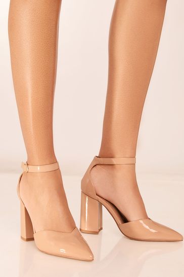 Buy Lipsy Nude Pink Regular Fit Mid Block Heel Faux Leather Court Shoe from Next United Arab Emirates