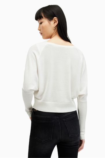 Buy AllSaints Ridley M Crop White Jumper from Next Luxembourg