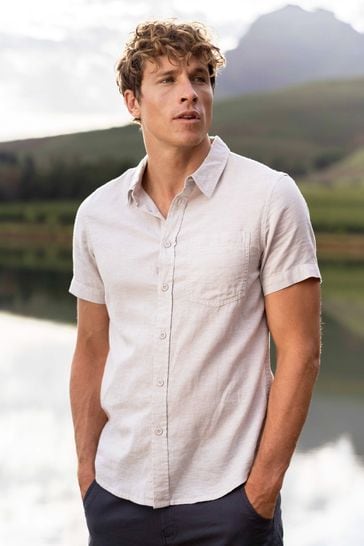 Mountain Warehouse Cream Mens Lowe Cotton Linen Blend Shirt