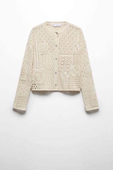 Buy Mango Cream Openwork Cardigan With Buttons from Next Austria