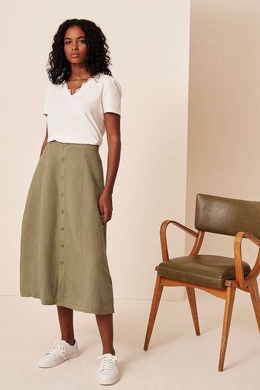 Buy Crew Clothing 100 Linen Button Through Skirt from Next Bahrain