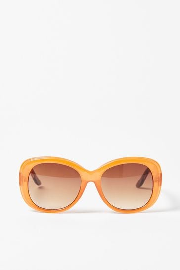 Oliver Bonas Orange Tortoiseshell Round Sunglasses
