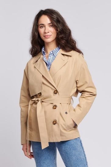 U.S. Polo Assn. Womens Double Breasted Trench Brown Jacket