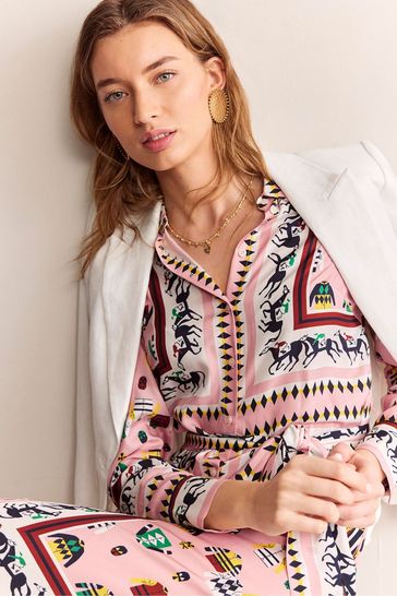 Boden Pink Claudia Maxi Shirt Dress
