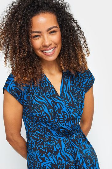 Buy M Co Navy Blue Black Abstract Print Knot Front Midi Dress from Next Bahrain