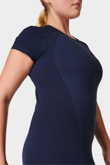 Buy Sweaty Betty Navy Blue Athlete Seamless Workout T-Shirt from Next USA