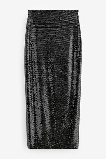 Silver Sequin Maxi Skirt