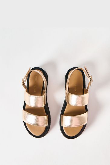 Buy Oliver Bonas Gold Leather Chunky Flatform Sandals from Next Cyprus