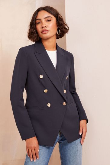 Buy Friends Like These Navy Blue Military Blazer from Next Denmark