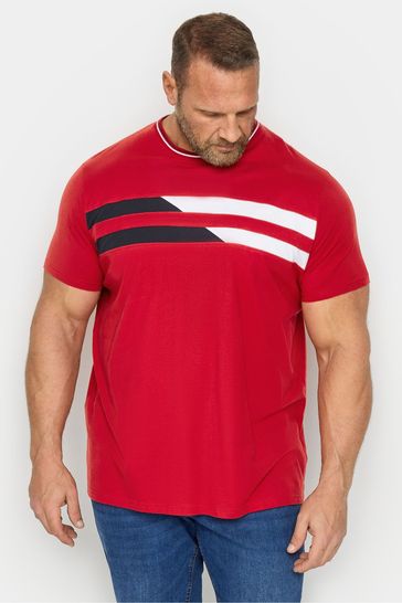 BadRhino Big & Tall Dark Red Chest Stripe T-Shirt