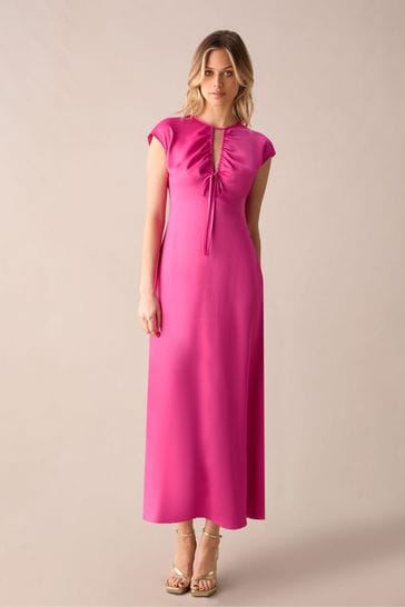 Ro&Zo Pink Arabella Satin Keyhole Front Dress