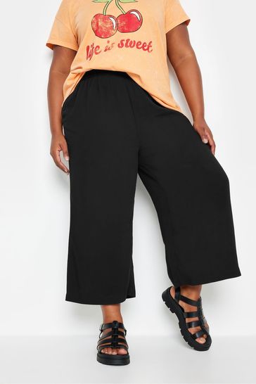 Yours Curve Black Khaki Green Cropped Trousers