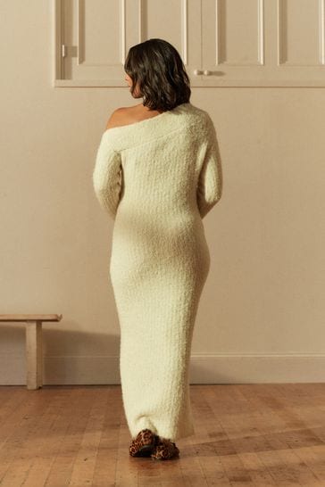 Buy White Ecru Rochelle Humes Boucle Textured Off Shoulder Knitted Jumper Maxi Dress from Next Croatia