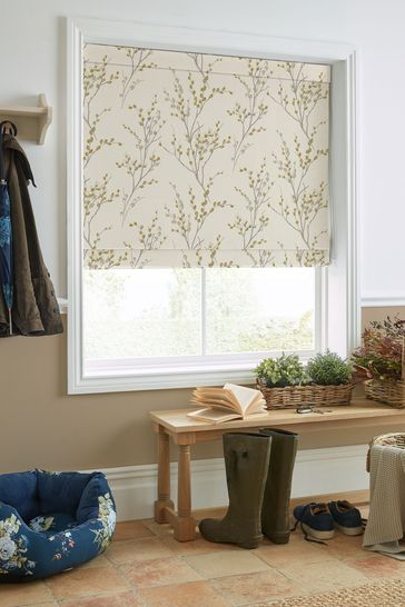 Laura Ashley Ochre Yellow Pussy Willow Made to Measure Roman Blind