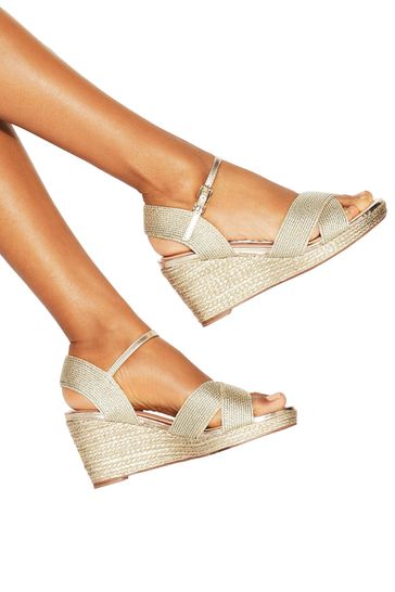 Kurt geiger gold wedge sandals clearance