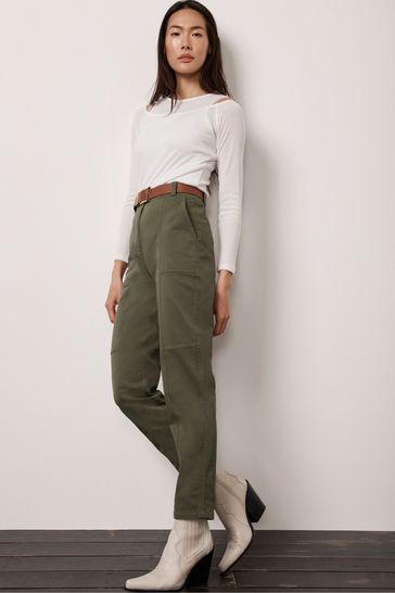 Mint Velvet Green Tapered Seam Chinos