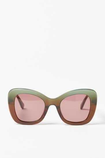Oliver Bonas Green Ombre Shimmer Butterfly Acetate Sunglasses
