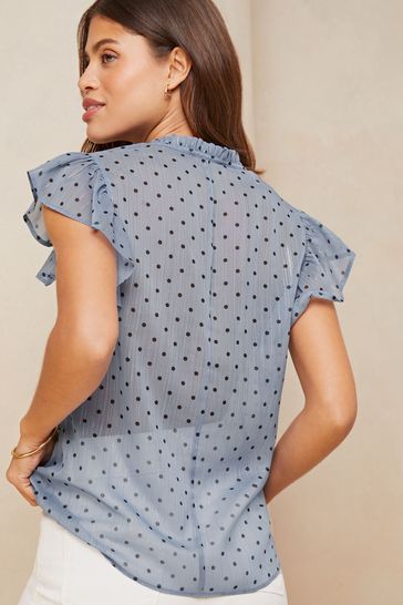 Navy polka dot blouse uk online