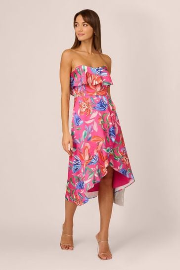 Adrianna Papell Pink Printed Sateen Dress