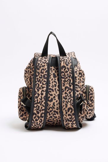Leopard print backpack river island discount