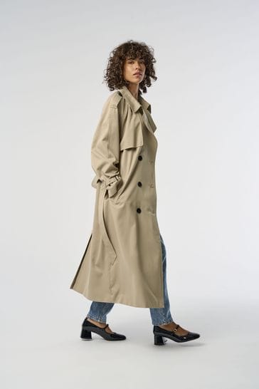 ONLY Brown Tie Waist Trench Coat