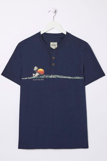 Buy FatFace Chest Stripe Oasis Henley T Shirt from Next Bahrain