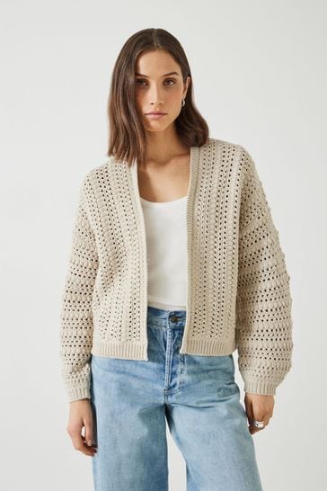 Hush Natural Pixie Knitted Edge To Edge Cotton Cardigan