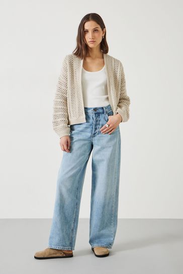 Buy Hush Natural Pixie Knitted Edge To Edge Cotton Cardigan from Next Bahrain