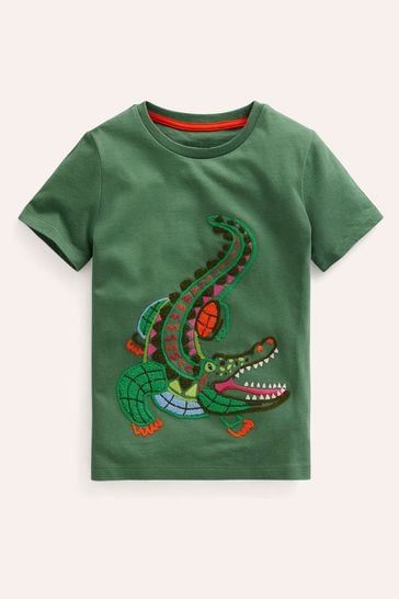 Boden Green Chainstitch Animal Print T-Shirt