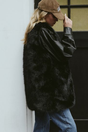 Longline black fur gilet online