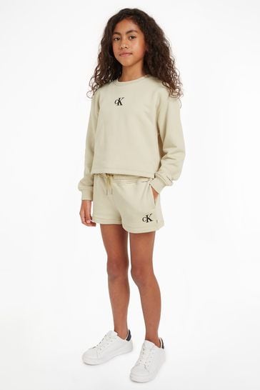Calvin Klein Green Logo Sweatshirt Shorts Set