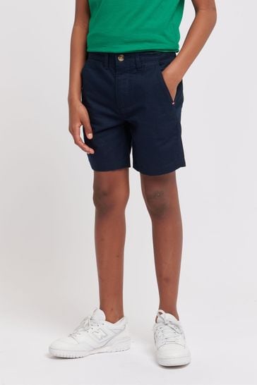 U.S. Polo Assn. Boys Blue Linen Blend Chino Shorts