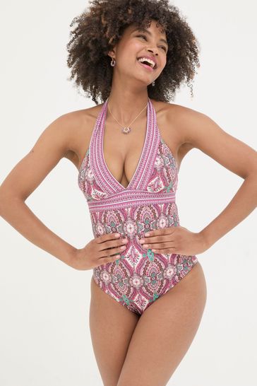 FatFace Pink Serena Detail Paisley Swimsuit