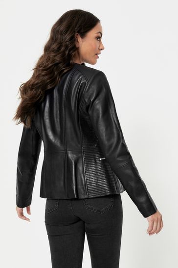 Buy Urban Code Black Petite Collarless Leather Jacket from Next Netherlands