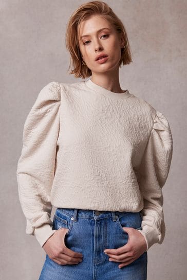 Mint Velvet Cream Neutral Cropped Sweatshirt