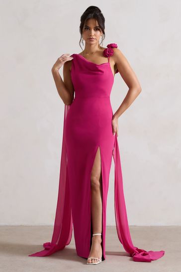 Buy Club L London Angeline Chiffon Draped Split Maxi Dress With Corsages from Next Belgium