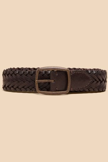 White Stuff Woven Leather Brown Belt