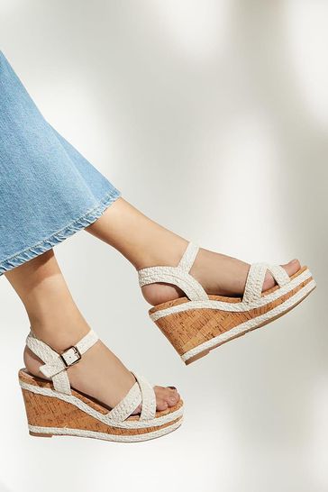 Buy Dune London White Wide Fit Braided Upper High Wedge Heel Kelisa Sandals from Next Netherlands