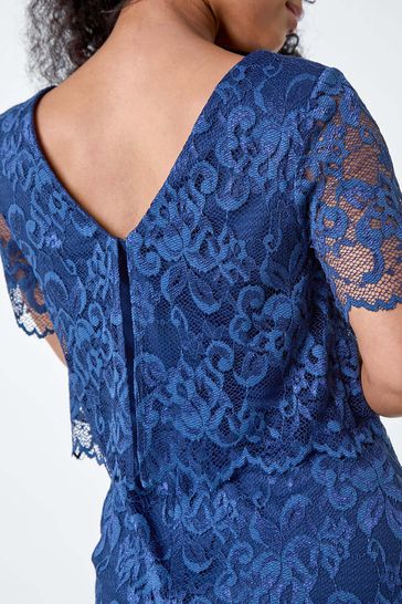 Roman blue lace dress top