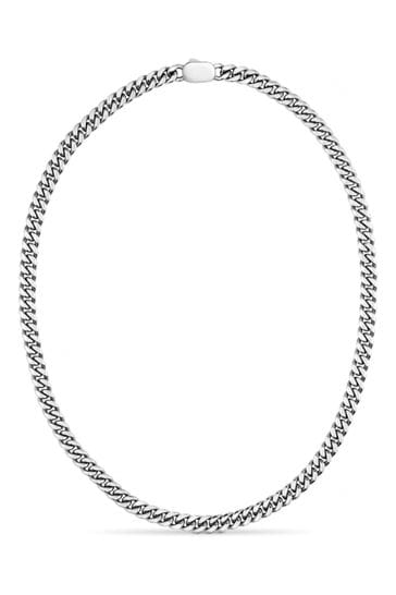 Orelia & Joe Silver Tone Chunky Flat Curb and Solid Clasp Necklace