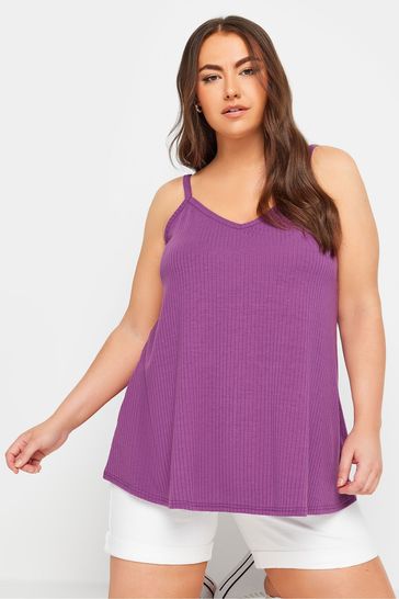 Yours Curve Purple Ribbed Cami