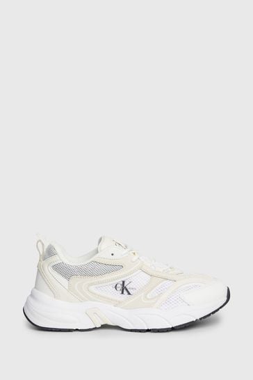 Calvin Klein White Retro Tennis Mesh Trainers